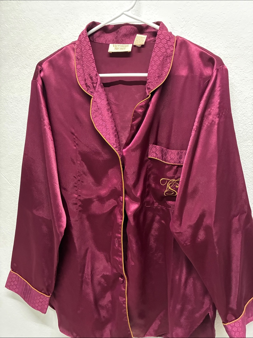 Victoria's Secret Vintage Burgundy Button Down Pajama Top /M - Picture 2 of 6